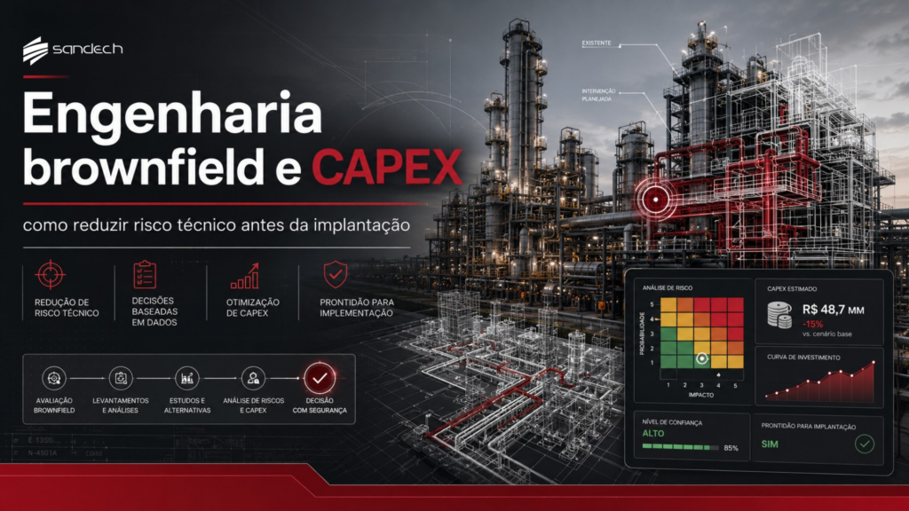 Entenda como reduzir riscos técnicos em projetos brownfield antes da implantação, conectando engenharia, CAPEX, operação, segurança e previsibilidade.
