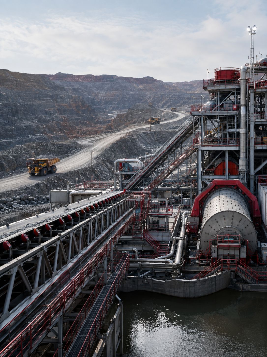 Operação industrial de mineração e metais